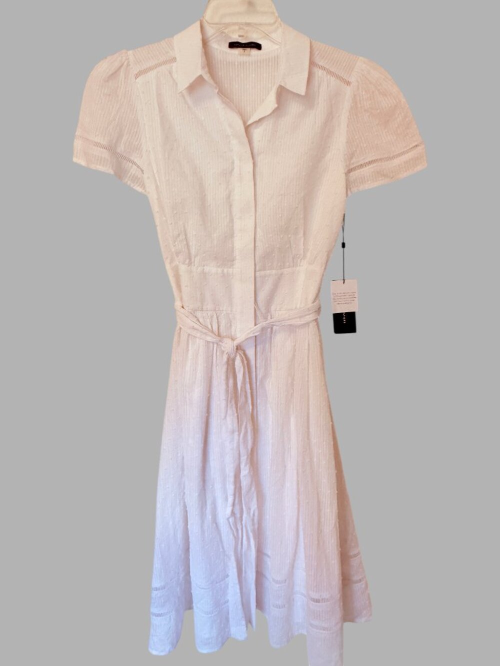 Tommy Hilfiger NWT White Textured Shirt Dress Womens Size 2 Cottagecore Angel